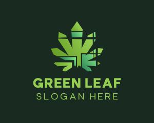 Green Abstract Marijuana logo design