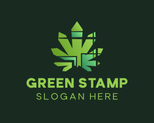 Green Abstract Marijuana logo design