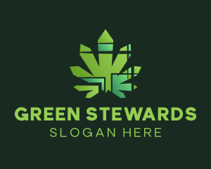 Green Abstract Marijuana logo design