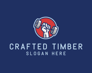 Dumbbell Hand Gym logo design