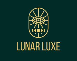 Gold Lunar Eye Line logo design