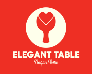 Red Table Tennis Paddle Heart logo design