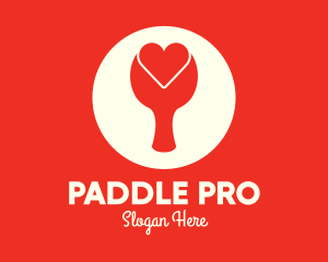 Red Table Tennis Paddle Heart logo
