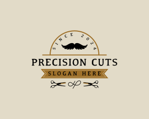 Grooming Scissors Moustache logo design