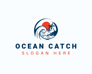 Beach Ocean Wave logo design