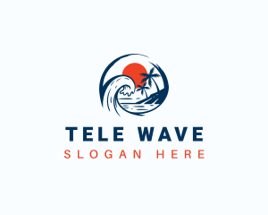 Beach Ocean Wave logo design