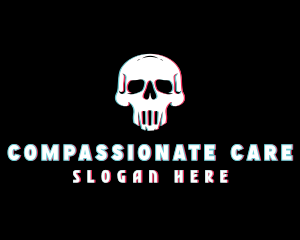 Skull Anaglyph Gaming logo design