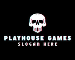 Skull Anaglyph Gaming logo design