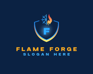 Snowflake Fire Shield logo design