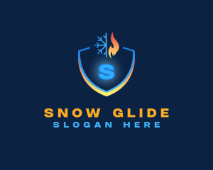 Snowflake Fire Shield logo design