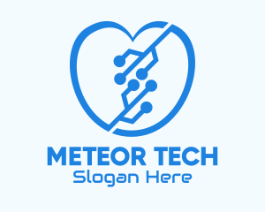 Blue Tech Heart logo design