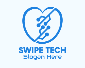 Blue Tech Heart logo design