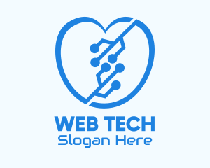 Blue Tech Heart logo design