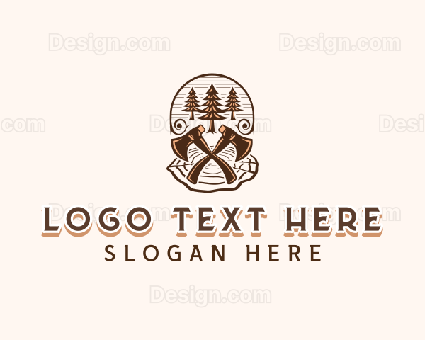 Logging Lumberjack Axe Logo