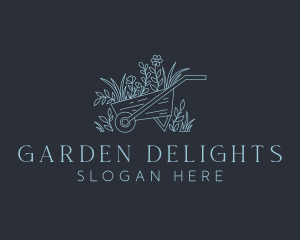 Wheelbarrow Flower Gardening logo design