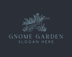 Wheelbarrow Flower Gardening logo design