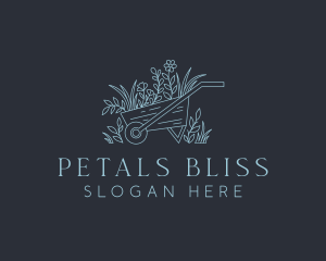 Wheelbarrow Flower Gardening logo design