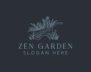 Wheelbarrow Flower Gardening logo design