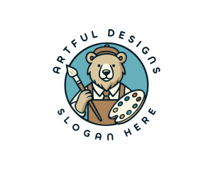 Painter Artist Bear logo design