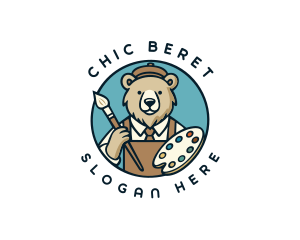 Painter Artist Bear logo design