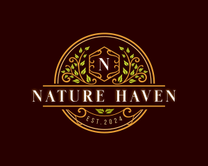 Natural Gardening Wreath logo design