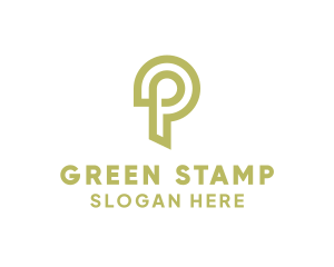 Green Digital Letter P logo design