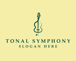 Violin Treble Clef logo design