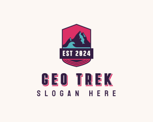 Hiker Mountaineer Travel logo design