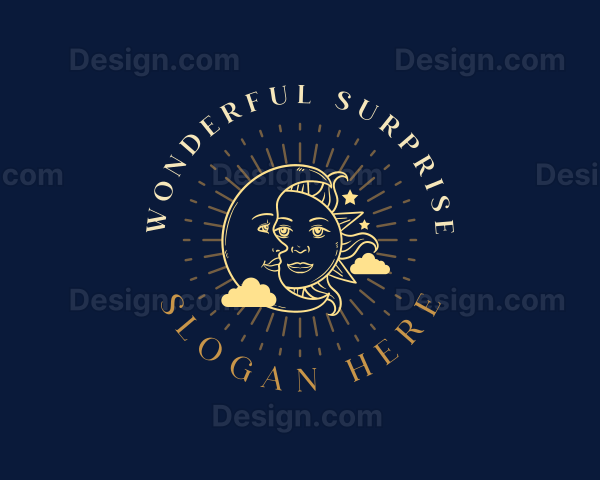 Mystic Sun Moon Face Logo