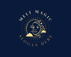 Mystic Sun Moon Face logo design