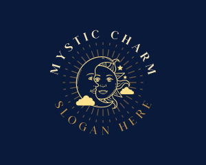 Mystic Sun Moon Face logo design