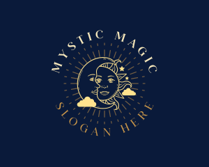 Mystic Sun Moon Face logo design