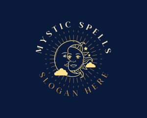 Mystic Sun Moon Face logo design