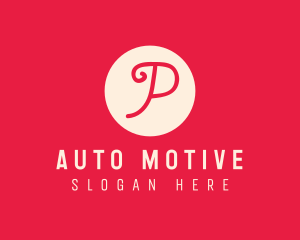 Pink Handwritten Letter P Logo