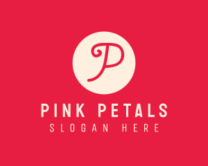 Pink Handwritten Letter P logo design