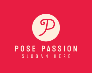 Pink Handwritten Letter P logo design