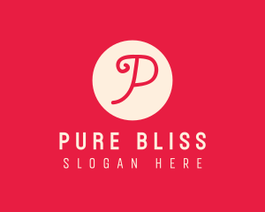 Pink Handwritten Letter P logo design