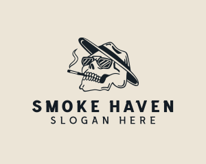 Smoking Cigarette Skull logo design