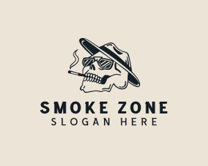 Smoking Cigarette Skull logo design