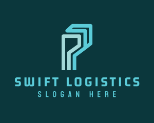 Digital Logistics Letter P logo