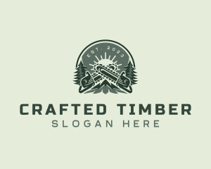 Chainsaw Mountain Pine Tree logo design