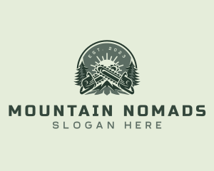 Chainsaw Mountain Pine Tree logo design