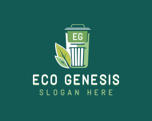 Eco Garbage Bin Leaf logo design