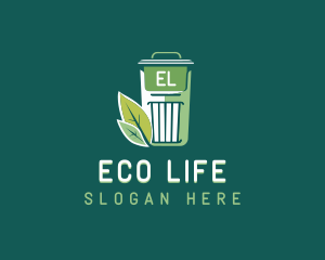 Eco Garbage Bin Leaf logo design