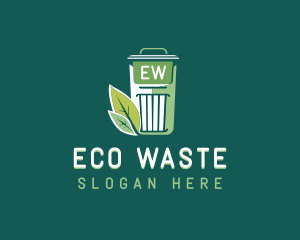 Eco Garbage Bin Leaf logo design