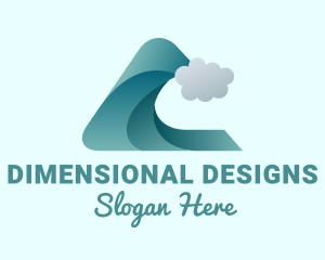 3D Wave Surfing Beach  logo design