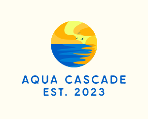 Aqua Beach Sunset logo design