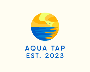 Aqua Beach Sunset logo design