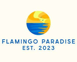 Aqua Beach Sunset logo design