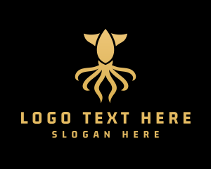 Gold Squid Tentacles Logo